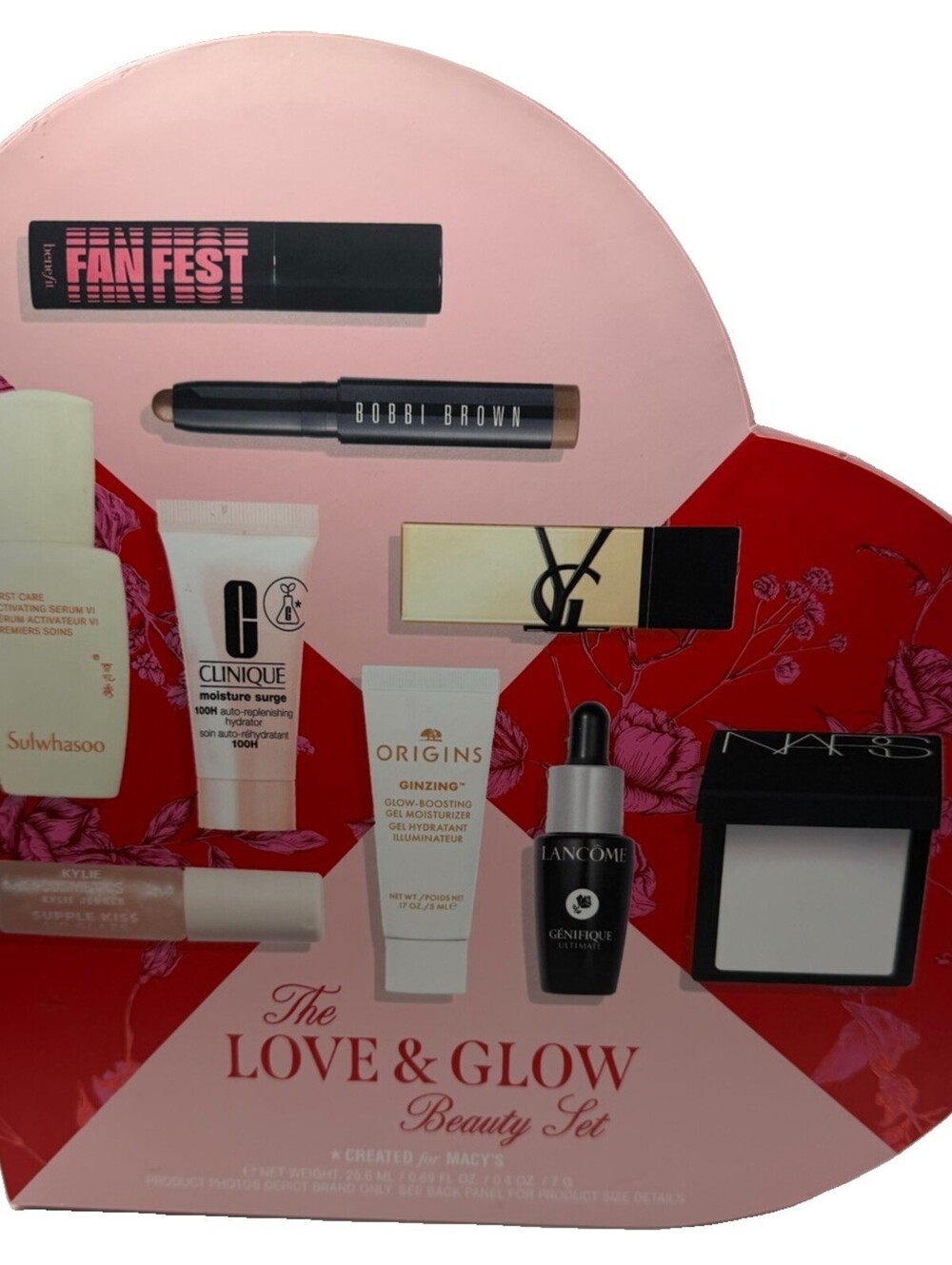 Macy’s Love & Glow 9 Pc Beauty Set YSL NARS Lancome Clinique Bobbi Brown NEW